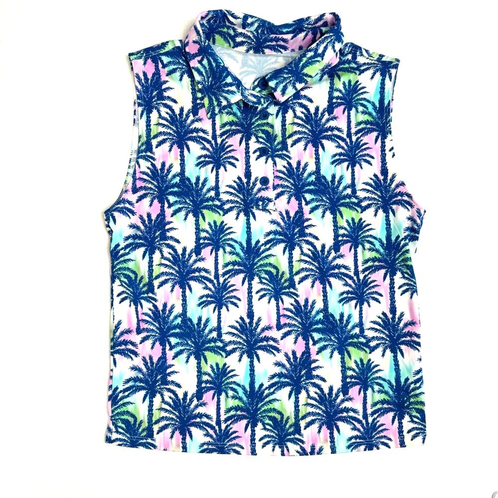 Born Primitive Palm Tree Tank Top - Blue and Pink
